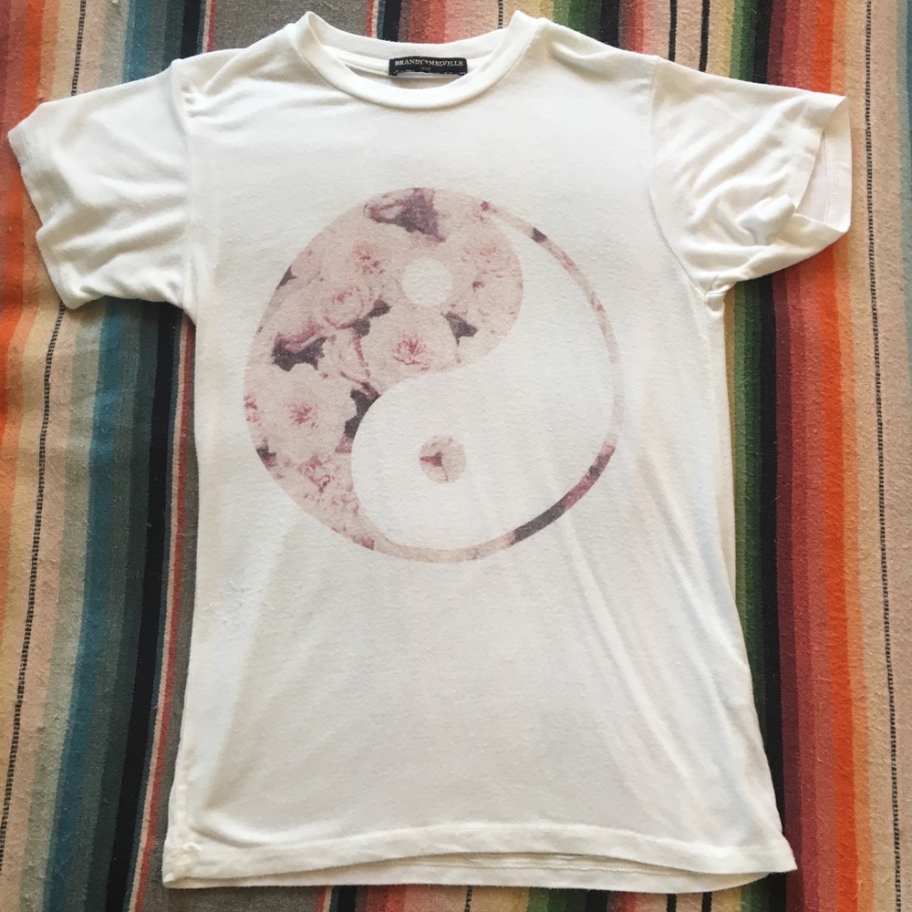 Soft Brandy Melville top with floral yin-yang